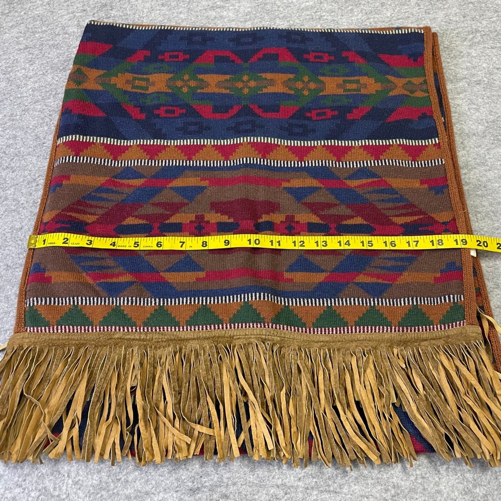 VTG JH Collectibles Southwestern Knit Shawl Wrap Scarf Fringe Trim Geometric - Picture 13 of 14